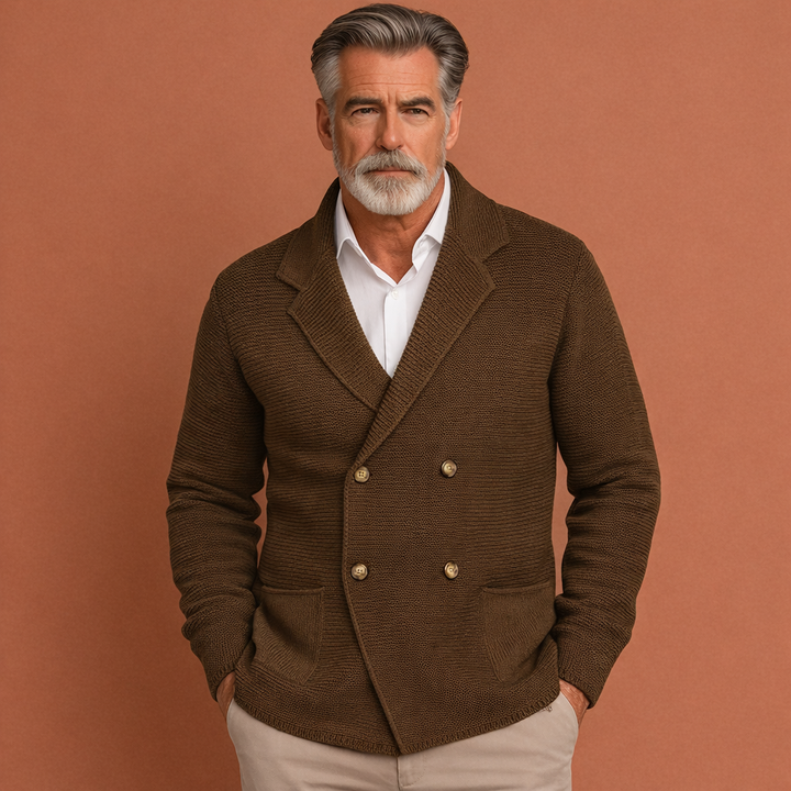 Heren vest met chique dubbele knoopsluiting. Een veelzijdige casual blazer voor mannen.