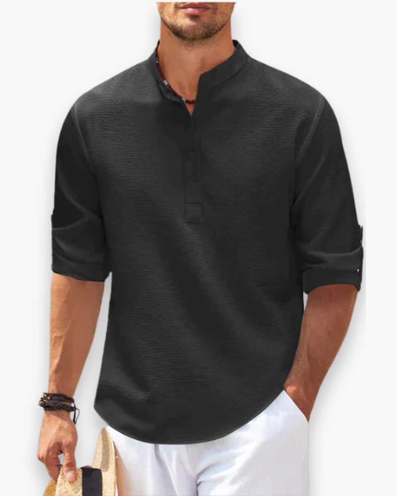 Ademend herenoverhemd voor de zomer, luchtige stof ideaal voor comfortabele en casual herenmode.