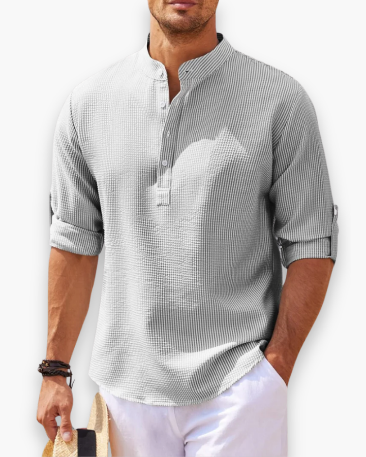 Heren ademend overhemd in een casual zomerstijl, comfortabel en luchtig voor elke gelegenheid.