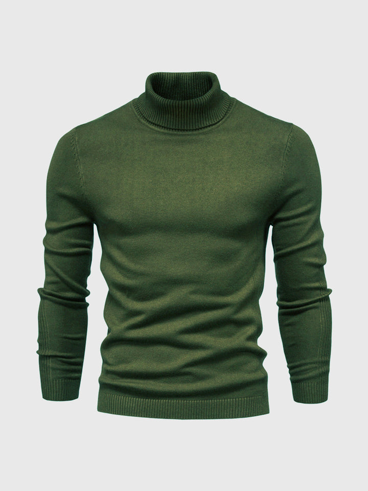 Machinewasbare heren coltrui met lange mouw, praktische pullover voor eenvoudig onderhoud.