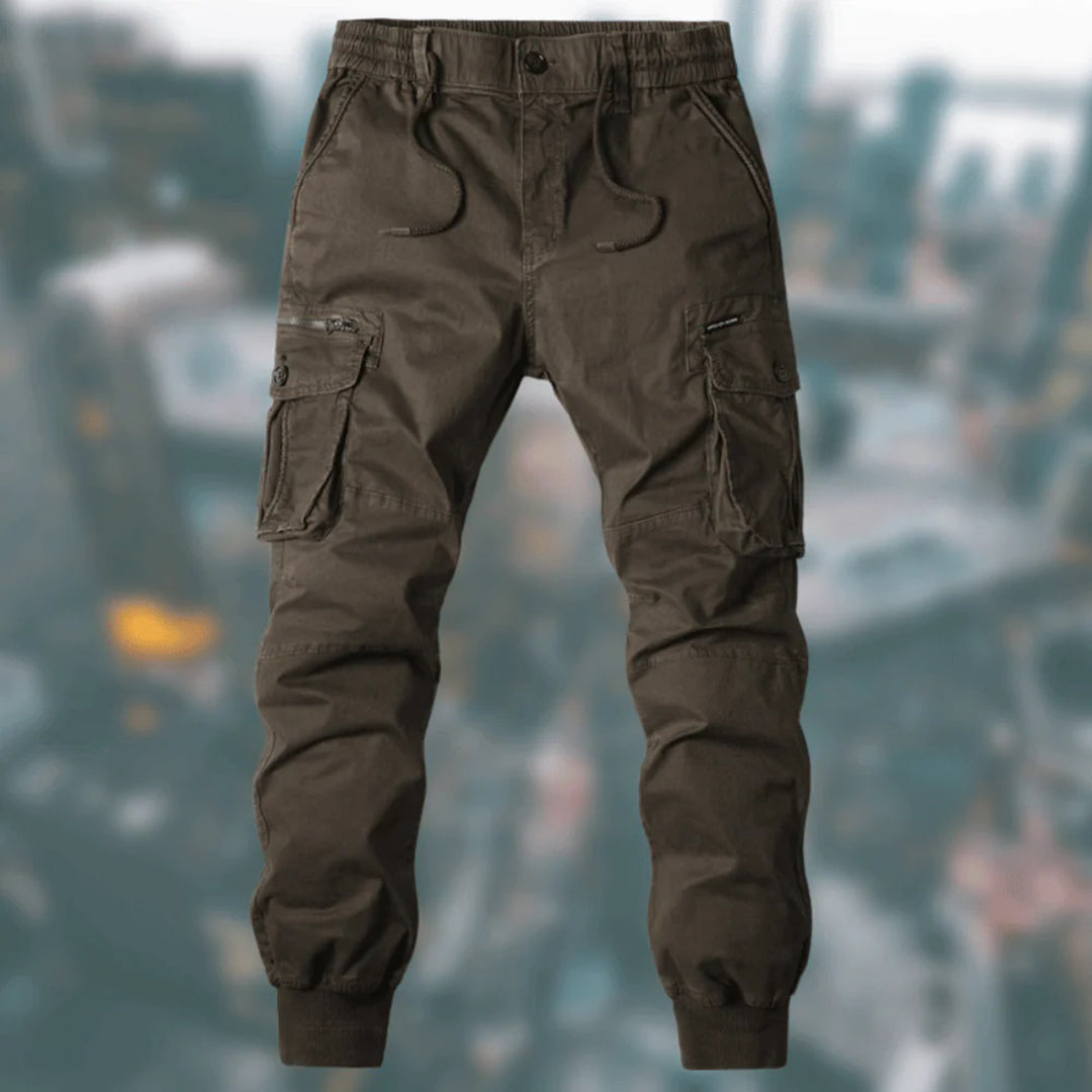 Heren flexibele jogger cargo broek met meerdere zakken, comfortabel en sportief.