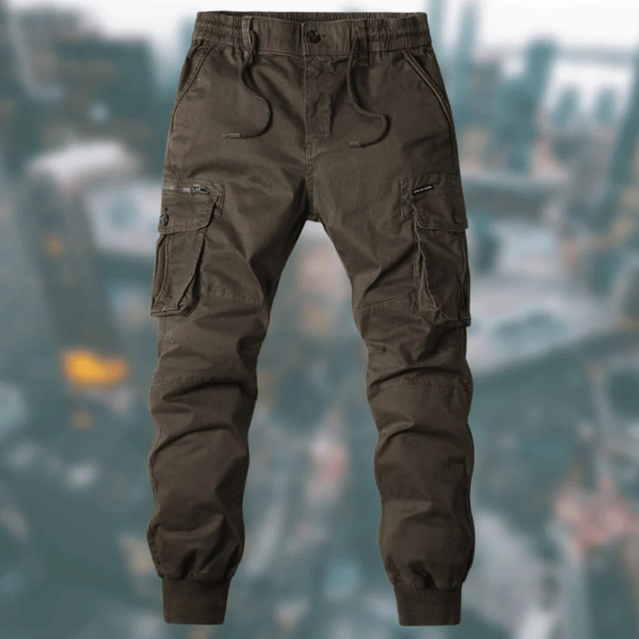 Heren flexibele jogger cargo broek met meerdere zakken, comfortabel en sportief.