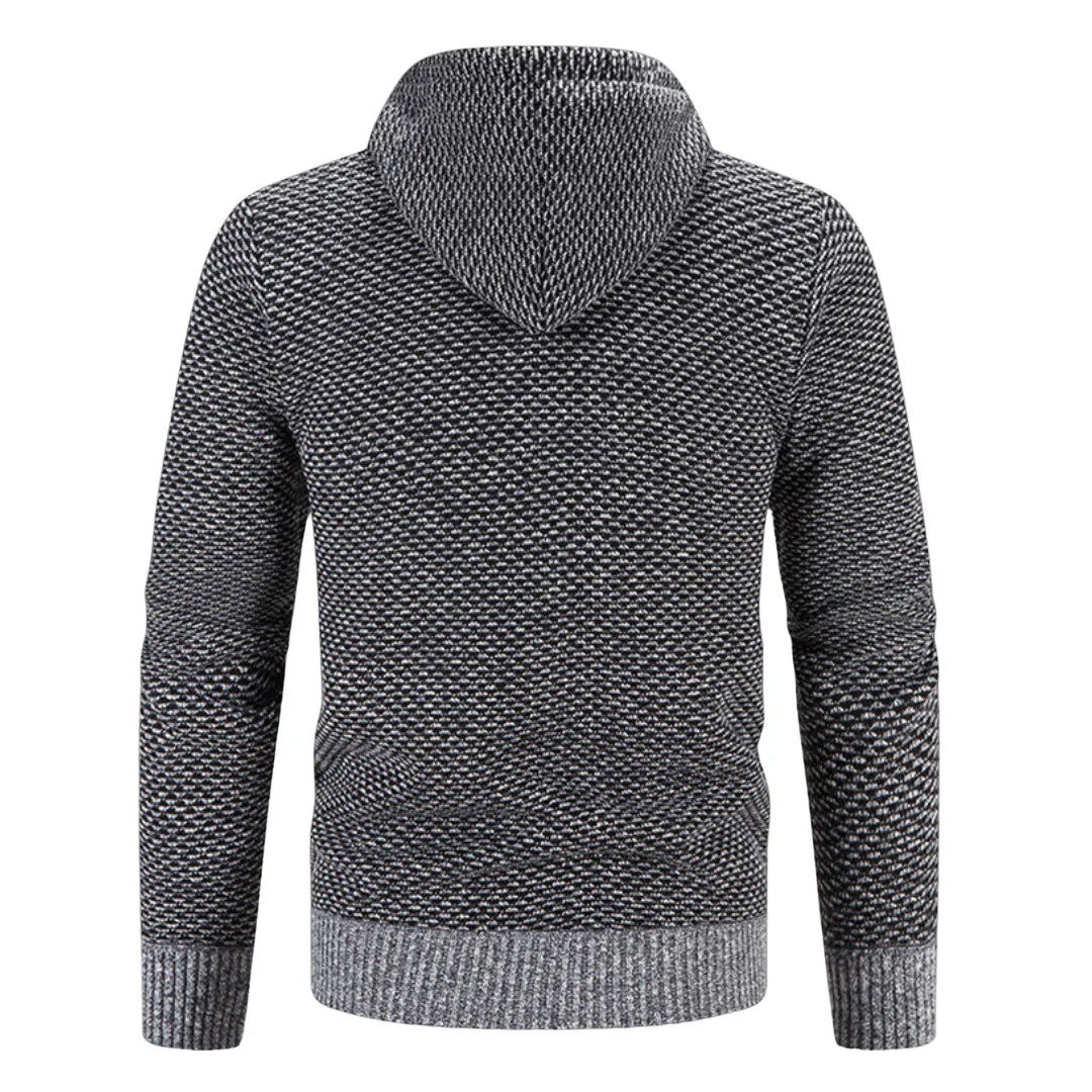 Modieuze herfstmode: heren hoodie met rits en capuchon. Comfortabel en sportief vest.