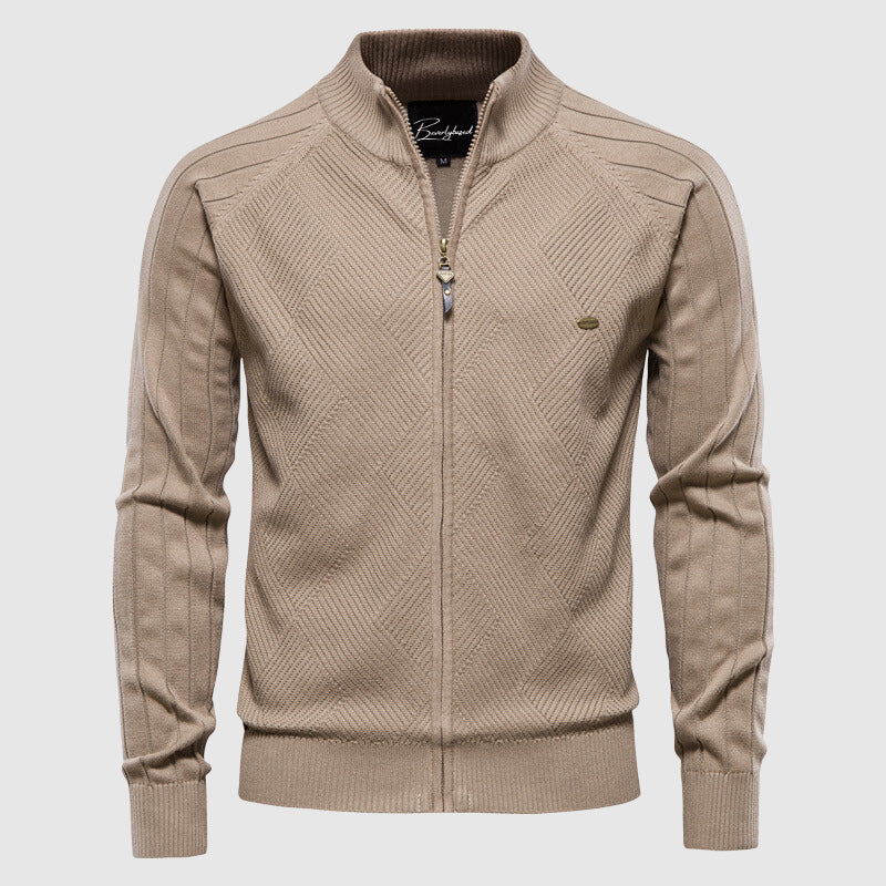 Heren casual katoenen vest met moderne argyle en rits, ideaal voor comfortabele herenmode