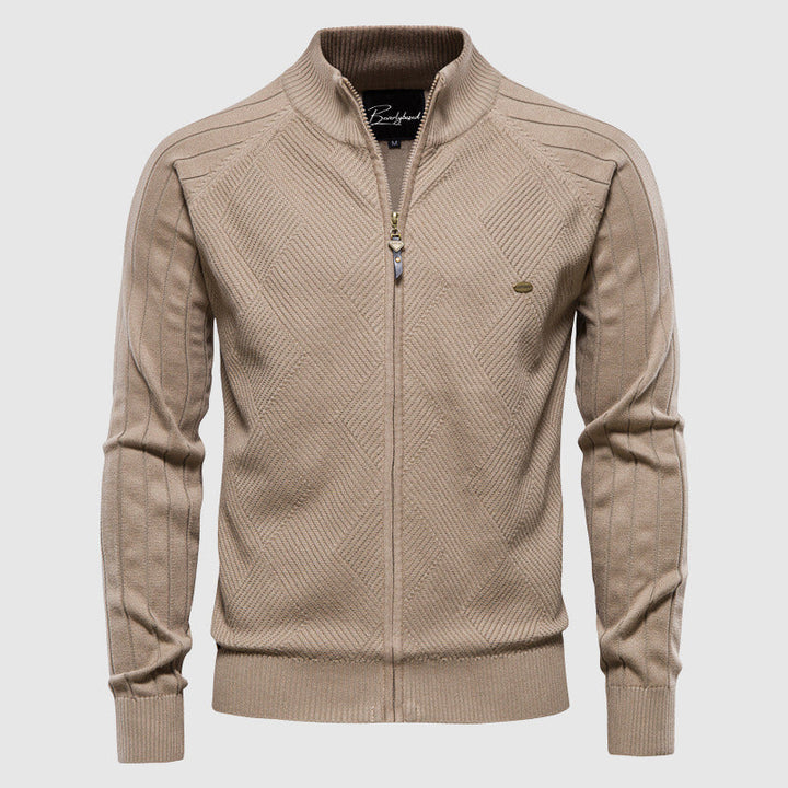 Heren casual katoenen vest met moderne argyle en rits, ideaal voor comfortabele herenmode