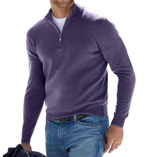 Heren Comfortabele V-hals Pullover met Rits