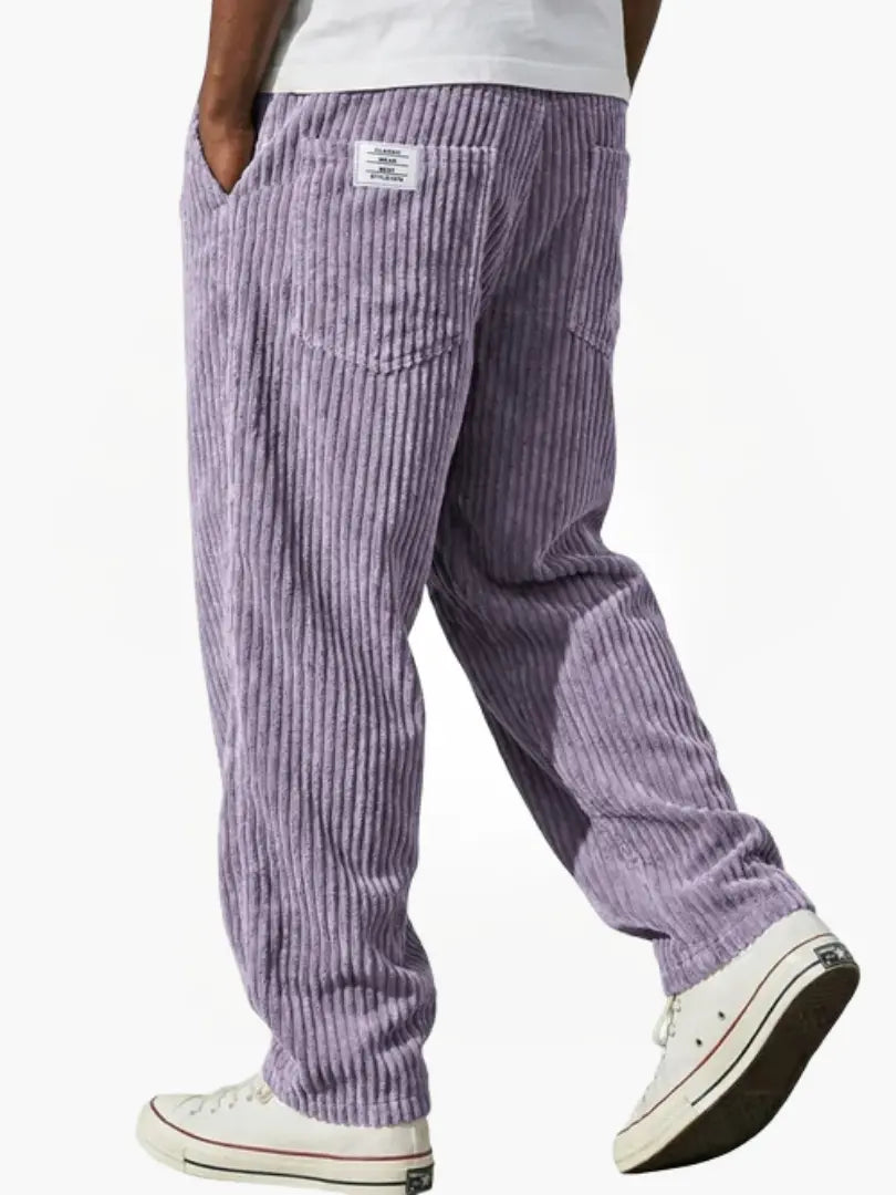 Zachte corduroy herenbroek, casual loose fit, met comfortabele elastische tailleband.