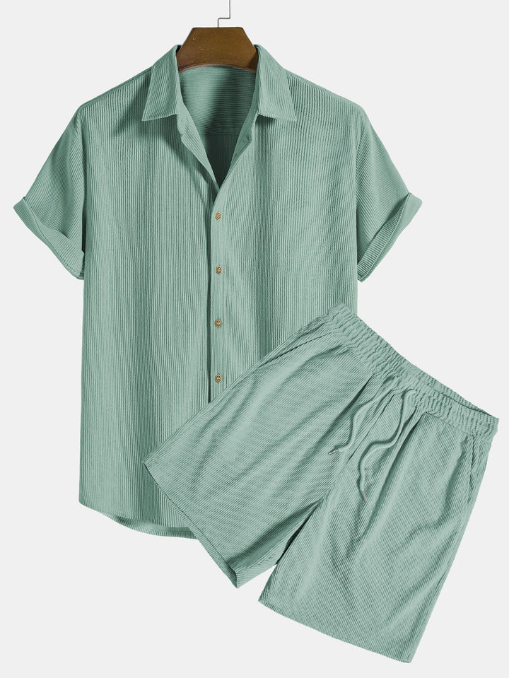 Comfortabele heren tweedelige set van corduroy, ideaal voor een stijlvolle casual look tijdens vrije tijd.