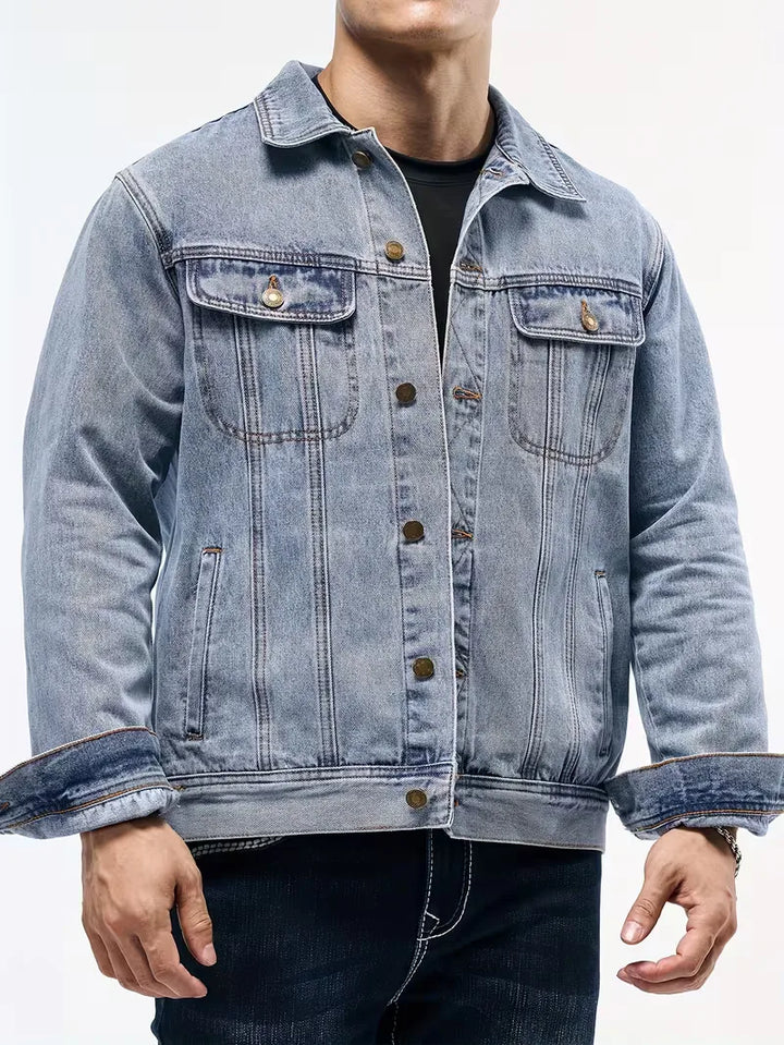 Stijlvolle heren spijkerjas, veelzijdige denim jas met lange mouwen voor elke gelegenheid.