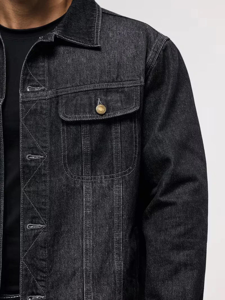 Heren spijkerjas voor herfst, casual denim jas met lange mouwen en regular fit.