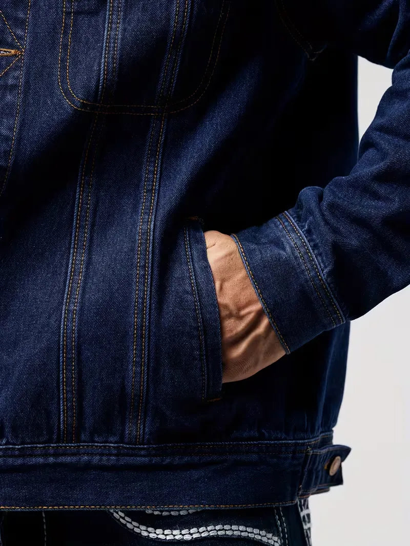 Veelzijdige heren denim jas, regular fit spijkerjas voor casual herfst- en lenteoutfits.