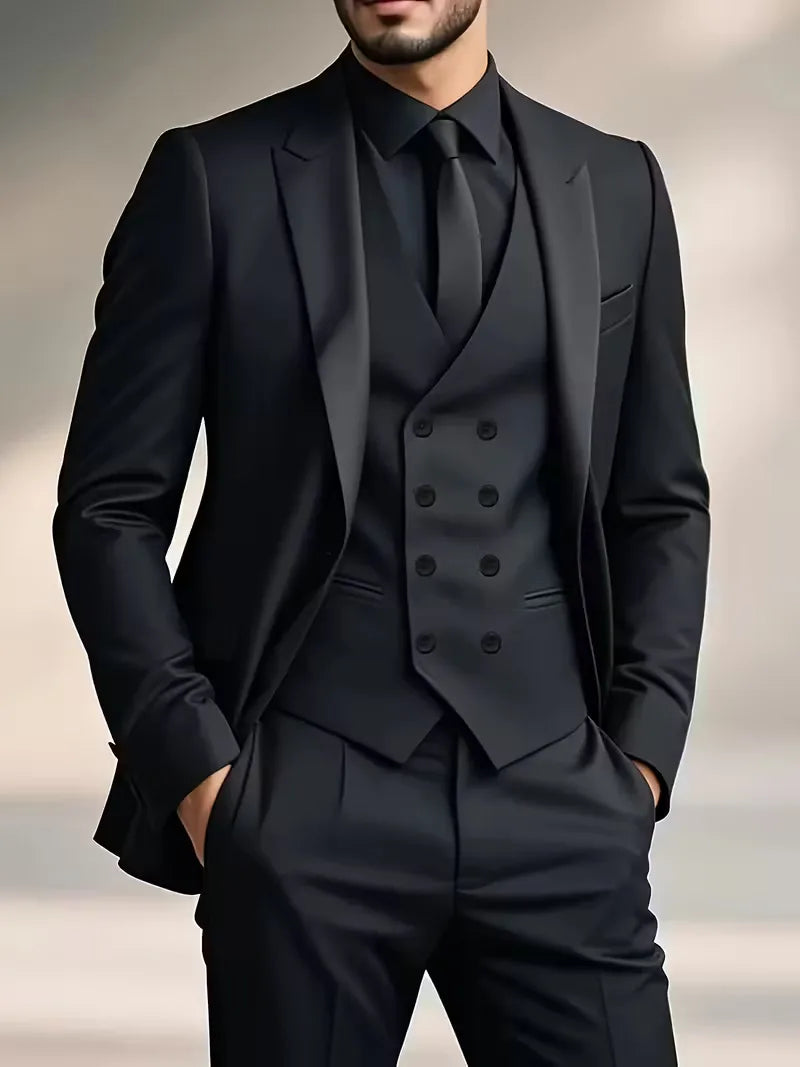 Heren driedelig slim fit pak voor formele gelegenheden, stijlvol en modern.