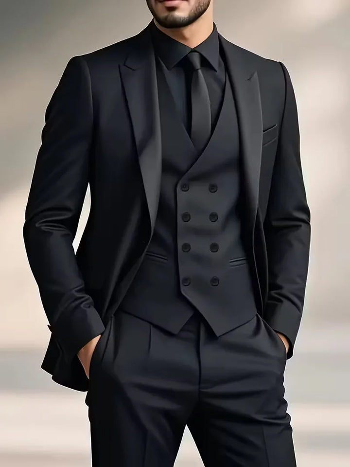 Heren driedelig slim fit pak voor formele gelegenheden, stijlvol en modern.