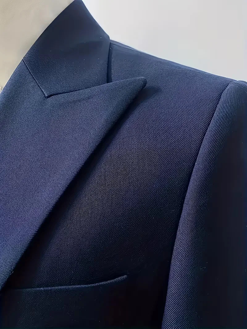 Slim fit pantalon van het herenpak, met scherpe plooi, elegant en modern voor formele events.