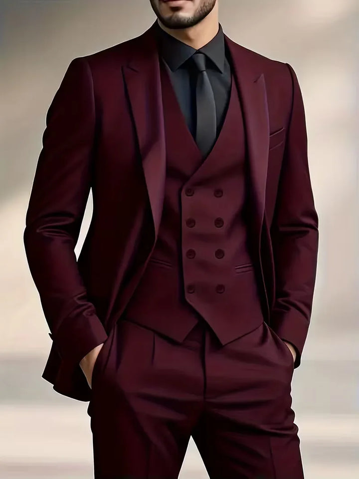 Professioneel slim fit driedelig pak, perfect voor indrukwekkende presentaties en events.