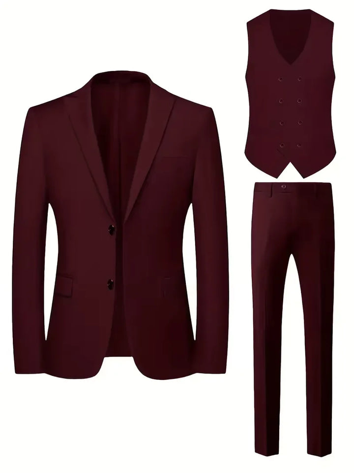 Chique slim fit driedelig pak voor heren, uitstekend voor gala of een avondfeest.