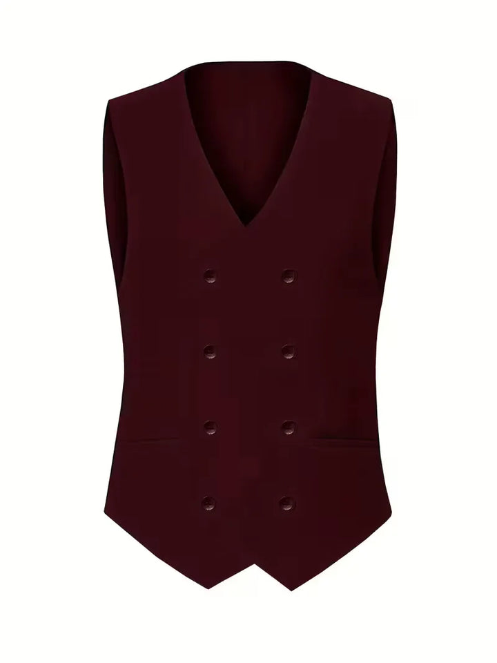 Close-up van de hoogwaardige stof en textuur van het slim fit driedelig herenpak.