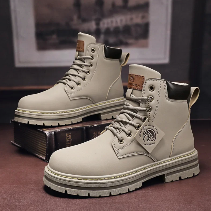 Comfortabele heren enkelboots met trendy patchwork, ideaal voor casual mode.