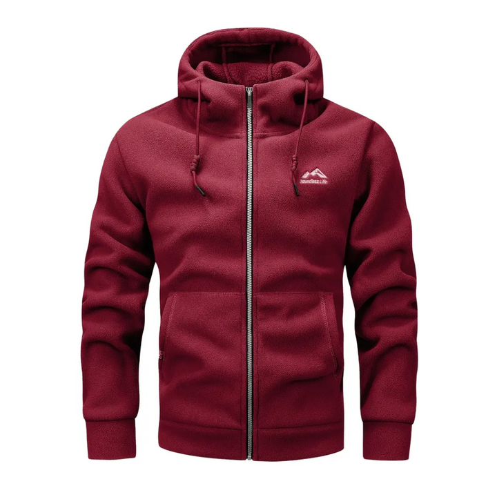 "Heren fleece hoodie: warme, ademende winterjas met polar fleece, verstelbare capuchon en dubbele zakken, ideaal voor outdoor