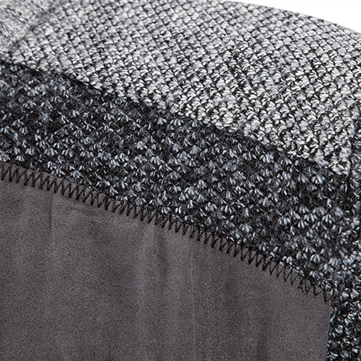 Modieus heren gebreid vest met rits. Comfortabel en stijlvol patchwork ritsvest voor de winter.