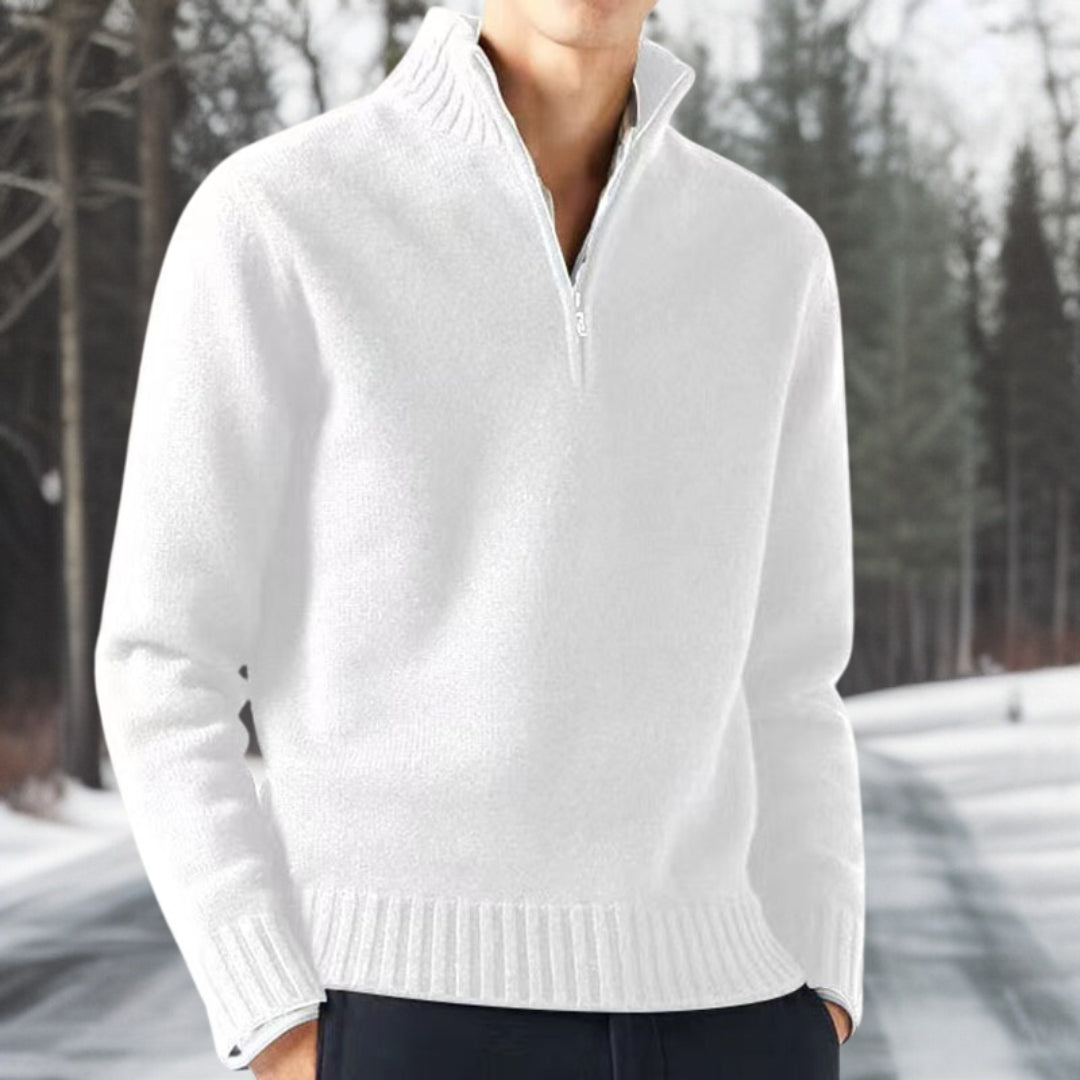Comfortabele heren trui met breistructuur en zippocol, perfect voor een stijlvolle look.