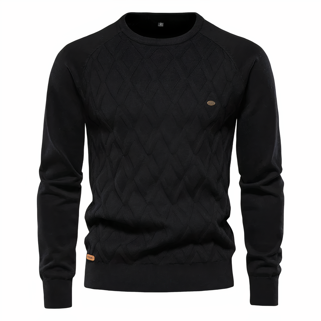 Comfortabele slim fit herentrui, gebreid met verfijnd diamantpatroon. Perfect voor casual en formeel.