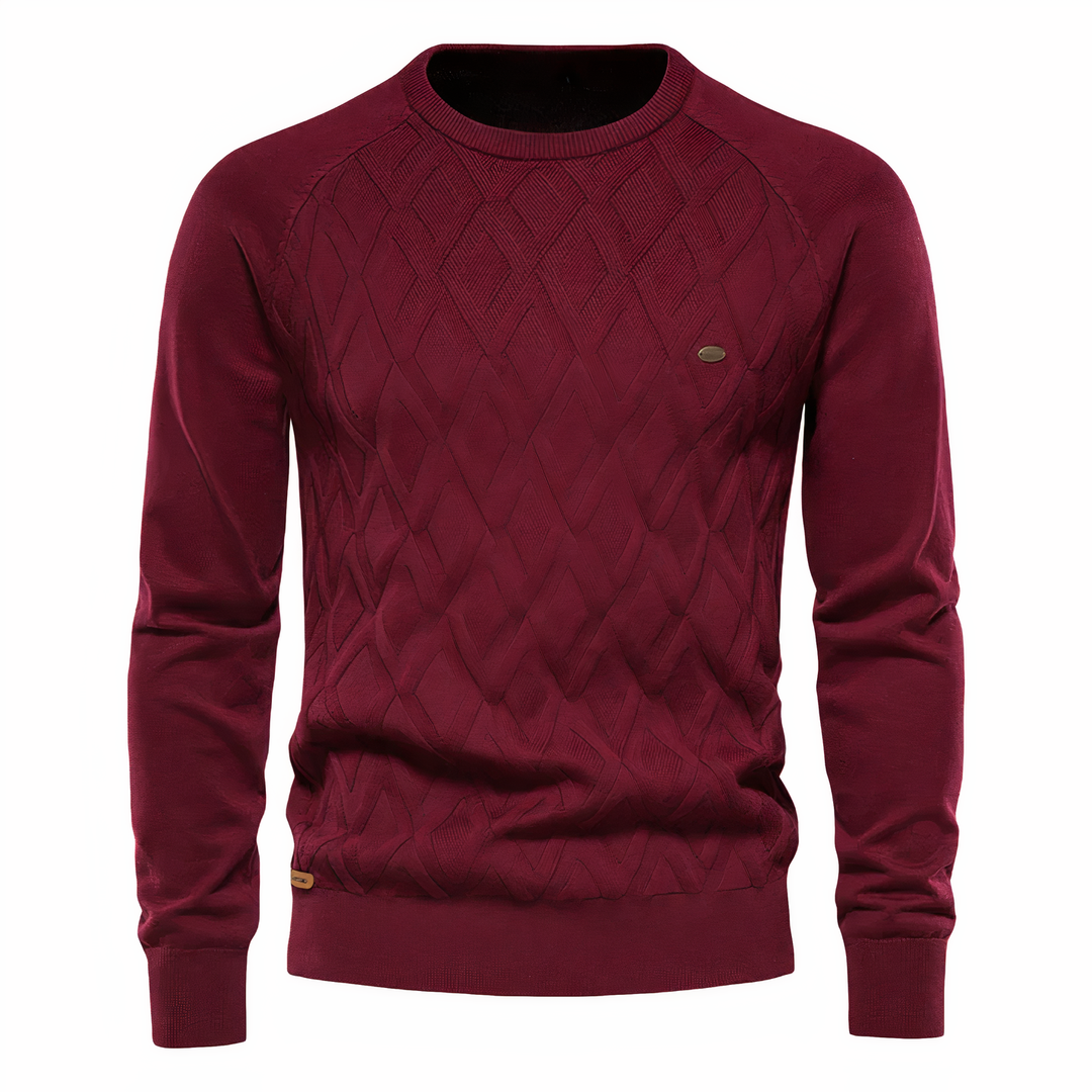 Hoogwaardige gebreide herentrui, diamantpatroon en slim fit design. Essentieel voor modieuze heren.