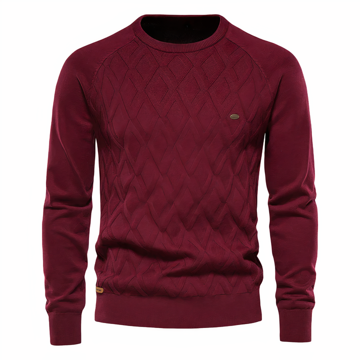 Hoogwaardige gebreide herentrui, diamantpatroon en slim fit design. Essentieel voor modieuze heren.