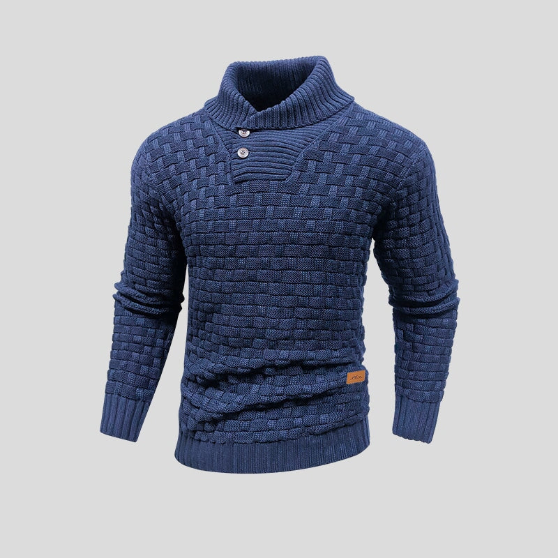Comfortabele regular fit heren trui met opvallende knoopdetails. Perfect als warme trui voor de koude dagen.