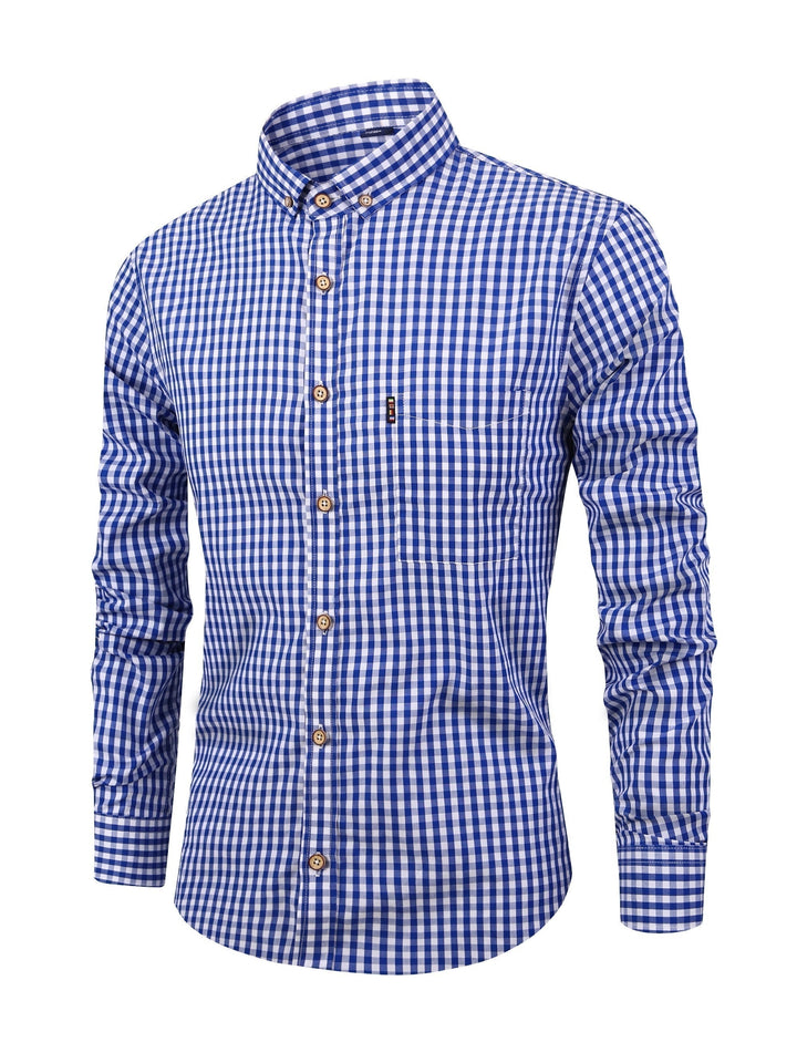 Heren geruit overhemd met lange mouwen, ideaal voor een casual of stijlvolle look. Veelzijdige herenmode.
