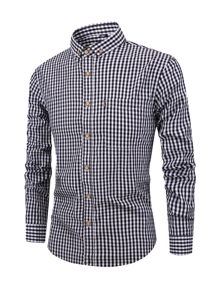 Kwaliteitsvol geruit overhemd voor heren met lange mouwen. Duurzame en veelzijdige kleding voor elke garderobe.