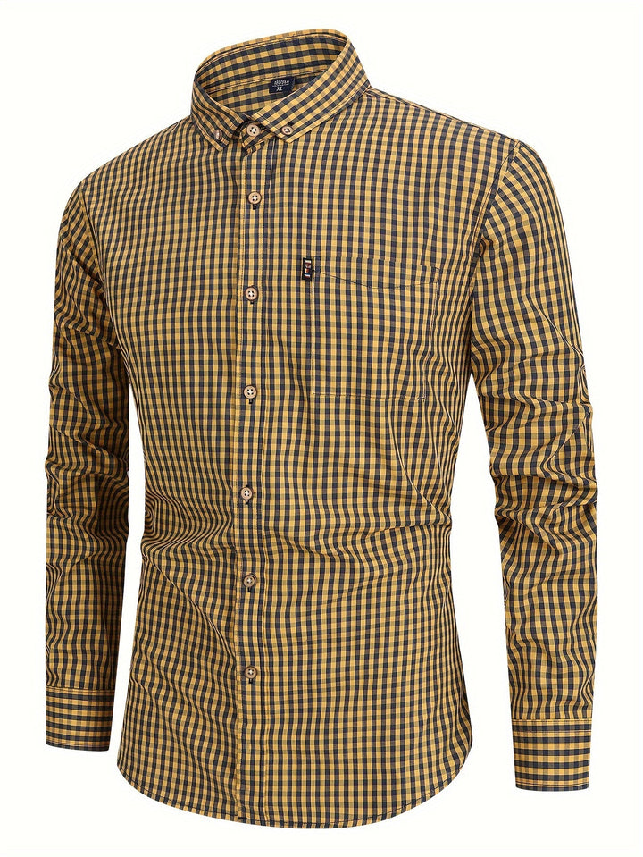 Veelzijdig heren overhemd met geruit patroon en lange mouwen. Comfortabele casual kleding voor elke dag.
