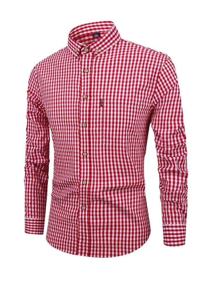 Heren overhemd, geruit, lange mouwen. Stijlvolle en casual bovenkleding, essentieel voor de moderne man.