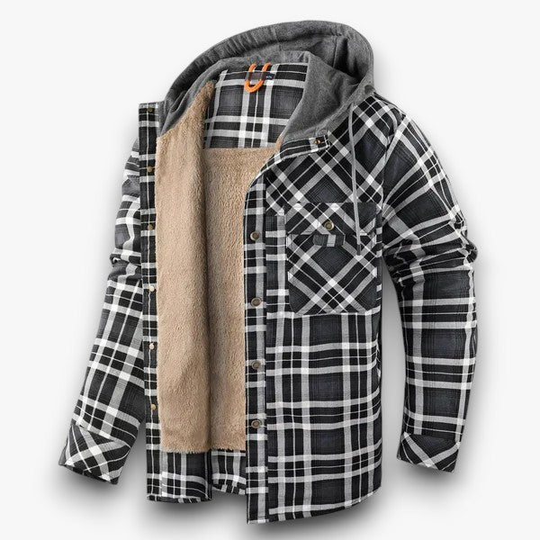 Trendy heren geruit overshirt met capuchon, veelzijdig kledingstuk voor elke dag.
