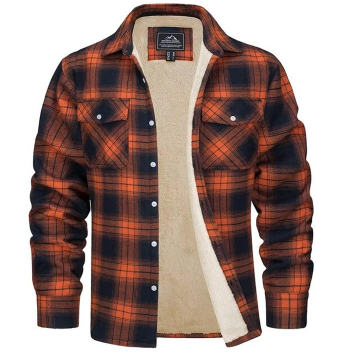 Heren geruite tussenjas met warme voering, perfect voor herfst en winter.