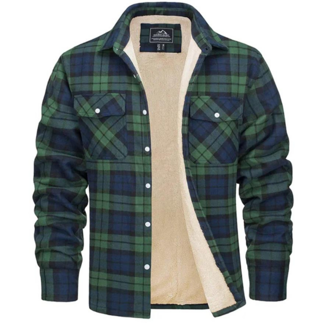 Stijlvolle geruite heren herfstjas met warme voering, perfect als casual en moderne bovenkleding.