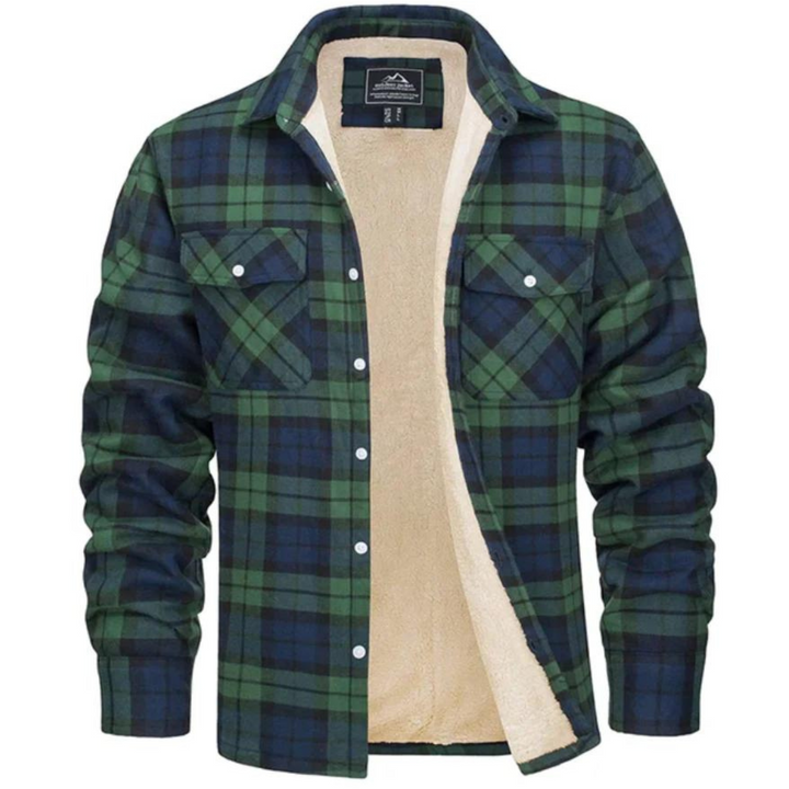 Stijlvolle geruite heren herfstjas met warme voering, perfect als casual en moderne bovenkleding.