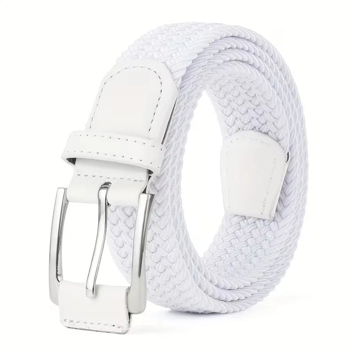 Lichte, gevlochten herenriem van ademend nylon en leer. Comfortabel accessoire voor lente- en zomeroutfits.
