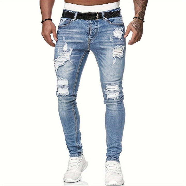 Duurzame gevlochten herenriem met stretch en een moderne vierkante gesp, geschikt voor elke casual outfit.