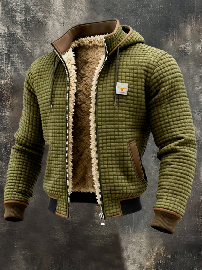 Comfortabel herenjack met zachte wafeltextuur, gevoerd voor extra warmte. Ideaal als casual winterjas.