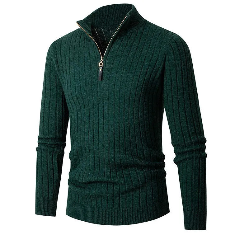 Stijlvolle en comfortabele heren half-zip trui, ribgebreid. Perfect voor smartcasual look.