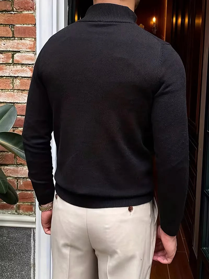 Warme heren winter trui, half-zip met kraag, ideaal om in lagen te dragen.