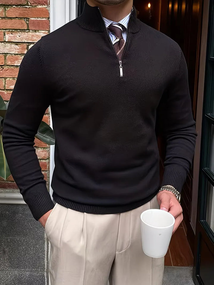 Chique heren half-zip trui met kraag, perfect voor zowel casual als zakelijke gelegenheden.