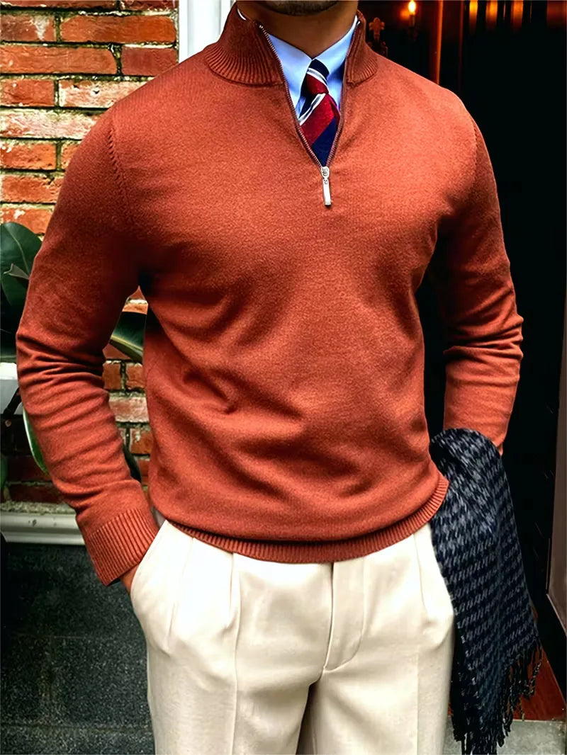 Zachte heren pullover met half-zip en kraag, ultiem comfort en modieuze stijl.