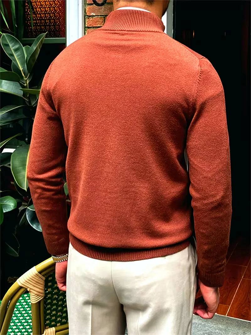 Smart casual heren trui, half-zip design met kraagdetail, veelzijdig en modern.