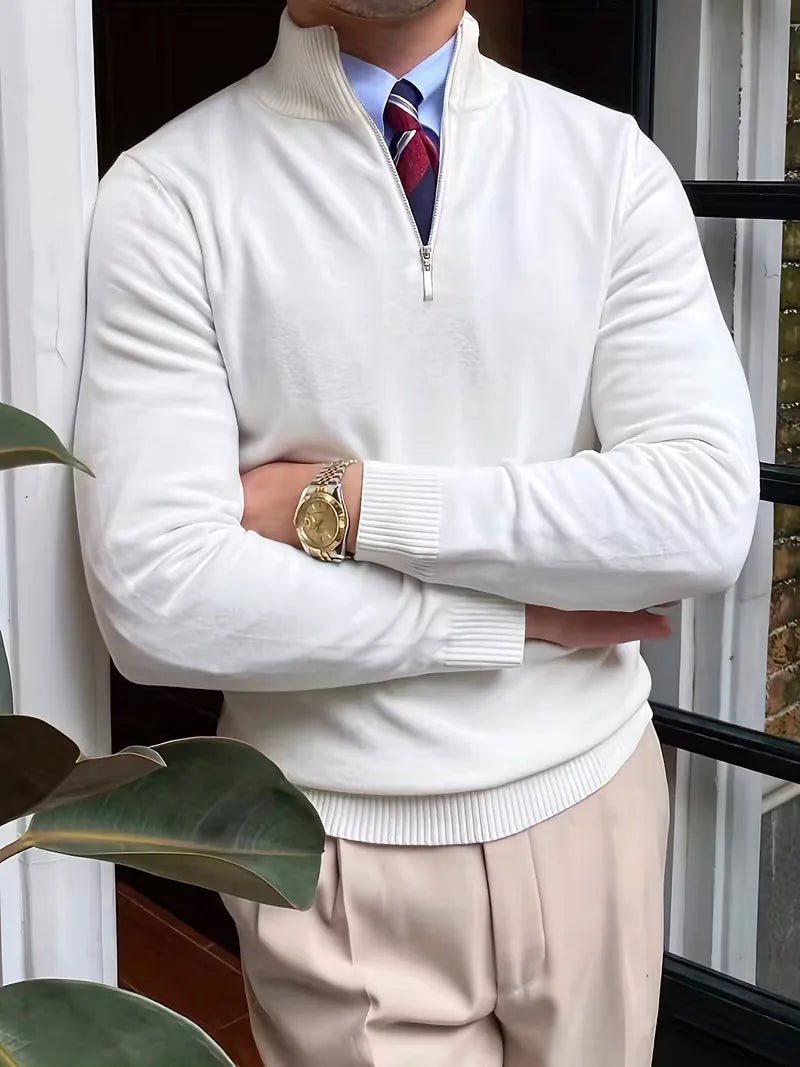 Modieuze heren half-zip trui met kraag, comfortabel voor dagelijks gebruik en vrije tijd.