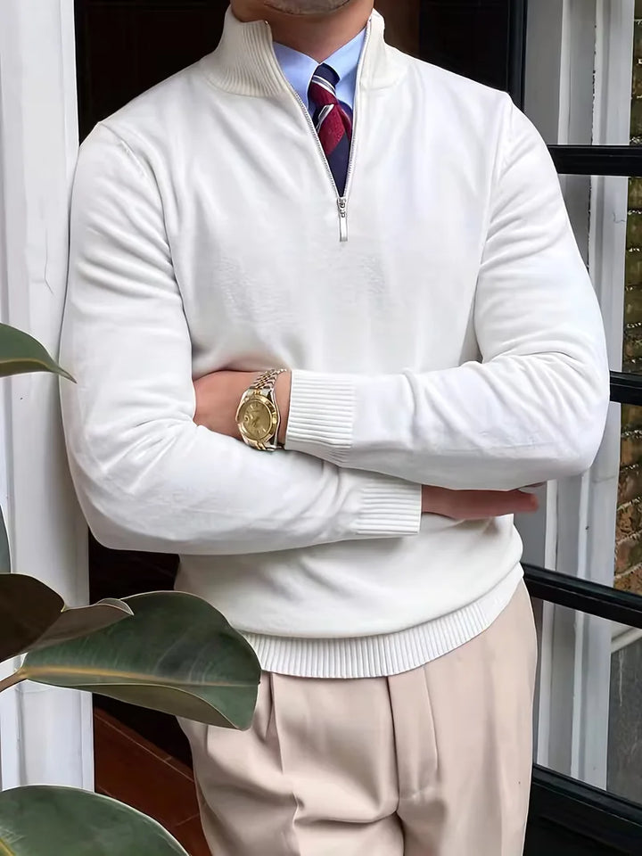 Modieuze heren half-zip trui met kraag, comfortabel voor dagelijks gebruik en vrije tijd.
