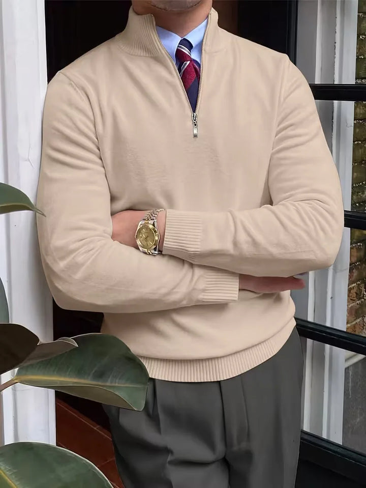 Klassieke heren pullover met half-zip sluiting, perfecte herfst/winter kleding.