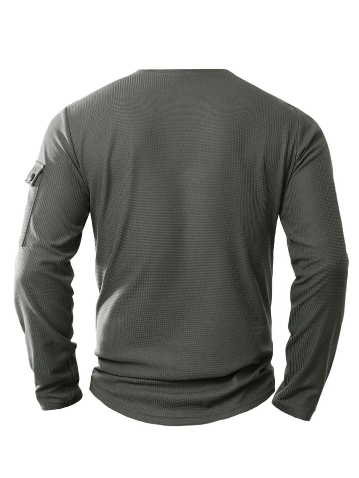 Stijlvol heren henley shirt met lange mouwen en knoopsluiting, ideaal voor veelzijdige, dagelijkse outfits.