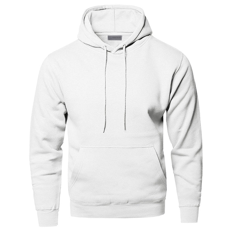 Comfortabele effen heren hoodie met capuchon en praktische kangoeroezak; perfect voor een sportieve of relaxte look.
